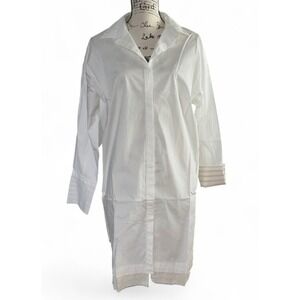 Anthropology Undiscovered Eye White‎ Button Down Oversized Shirt Dress Tunic